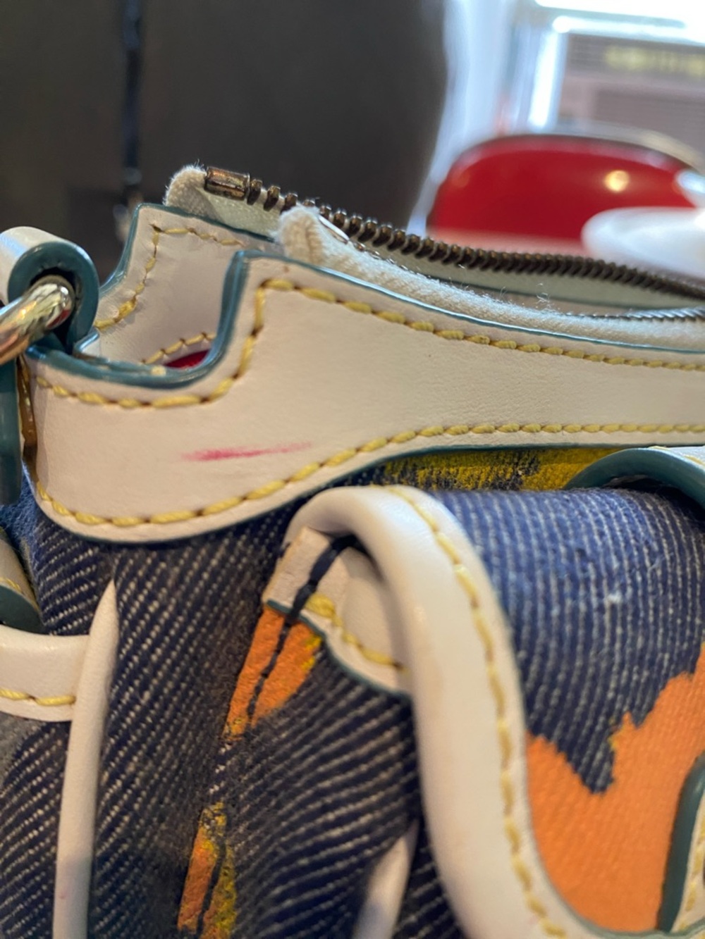 Dooney & Bourke Graffiti Paint Splatter Mini Shoulder Bag Canvas and Leather - Picture 14 of 16